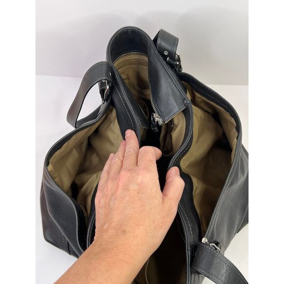 Authentic Coach Hampton Large Black Leather Tote Bag Purse F063-F10288 - Picture 11 of 16